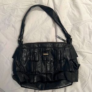 Vintage Black Glittery Ruffle Shoulder Bag